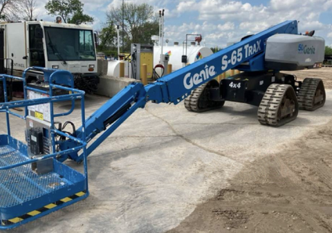 2016 GENIE S65 TRAX TELESCOPIC STRAIGHT BOOM LIFT AERIAL LIFT WITH JIB ARM 65' REACH DIESEL 4WD 2390 HOURS STOCK # BF9698119-NLE - United Lift LLC
