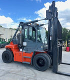 2021 TOYOTA THD2200 22000 LB DIESEL FORKLIFT PNEUMATIC 174/204"2 STAGE MAST SIDE SHIFTING FORK POSITIONER ENCLOSED CAB WITH HEAT AND AC 2462 HOURS STOCK # BF9879579-NCB